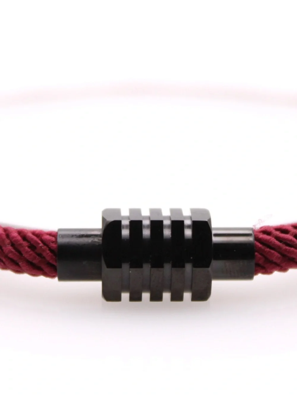 Men's Black Clasp Burgundy Rope Bracelet